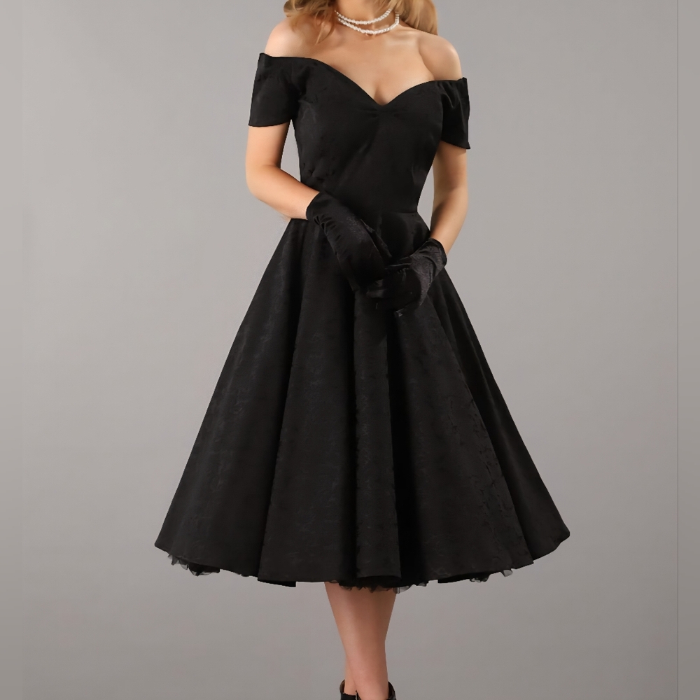 NWT Dee Dee Black Jacquard Dress by British Retro